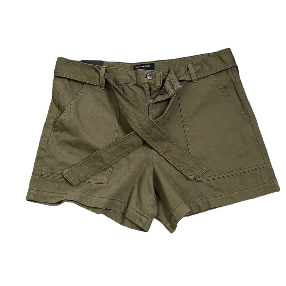 Banana Republic olive green cargo belt tie shorts size 14